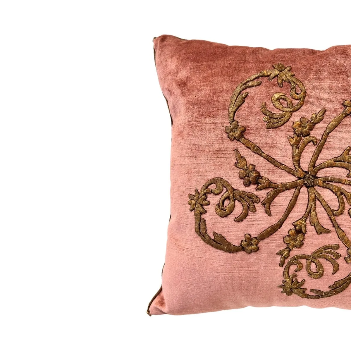 Antique Ottoman Empire Raised Gold Metallic Embroidery (#E112922 | 18 x 18")