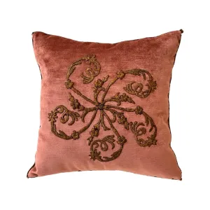 Antique Ottoman Empire Raised Gold Metallic Embroidery (#E112922 | 18 x 18")