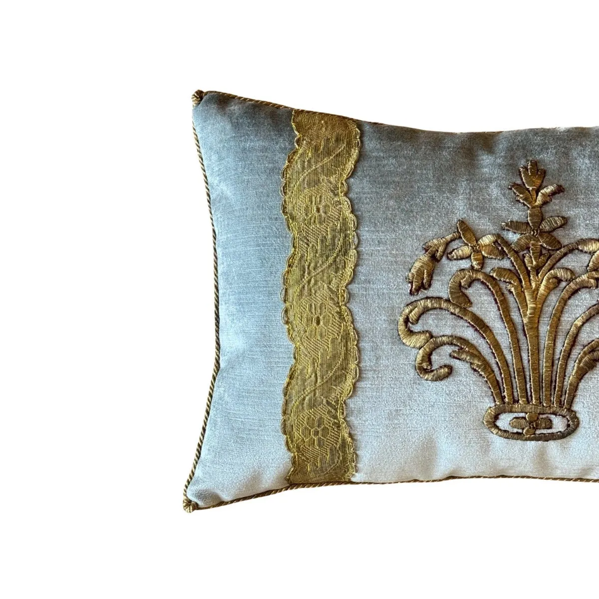 Antique Ottoman Empire Raised Gold Metallic Embroidery (#E131323A&B | 12 x 18 1/2")