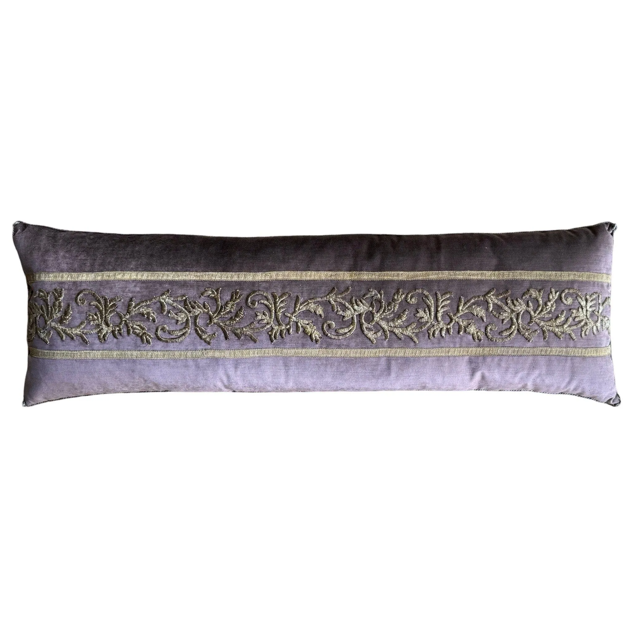 Antique Ottoman Empire Raised Silver Metallic Embroidery (#E082024 | 14 x 43")