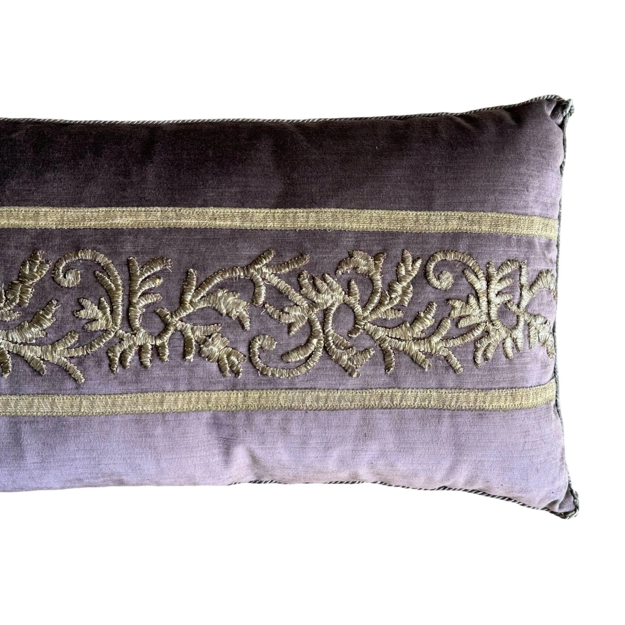 Antique Ottoman Empire Raised Silver Metallic Embroidery (#E082024 | 14 x 43")