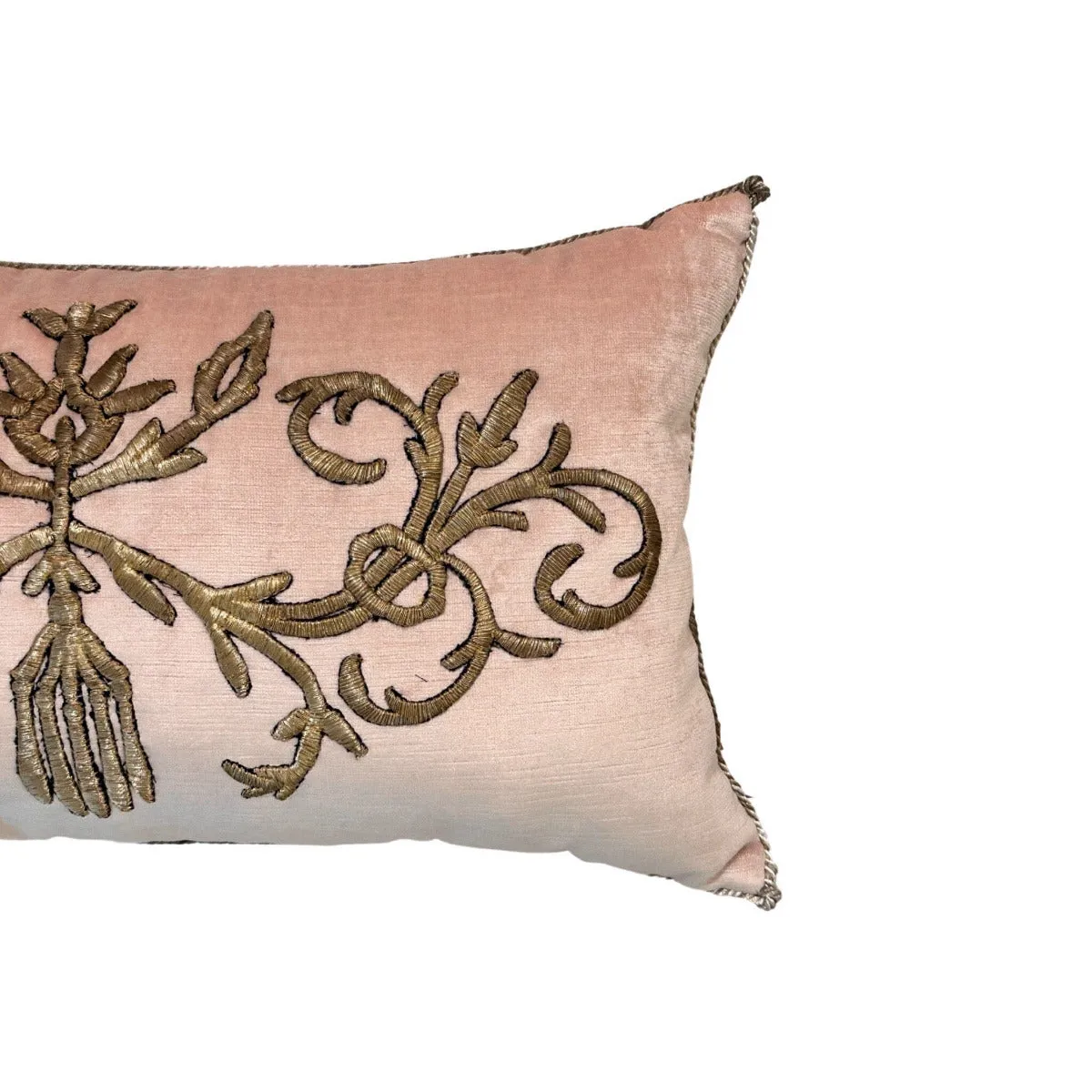 Antique Ottoman Empire Raised Warm Silver Metallic Embroidery (#E042223 | 13 x 22 1/2")
