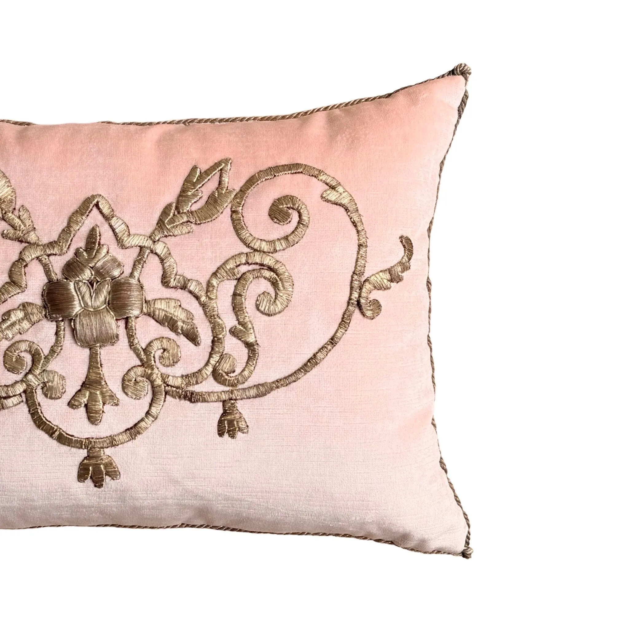 Antique Ottoman Empire Raised Warm Silver Metallic Embroidery (#E091324 | 13 x 19")