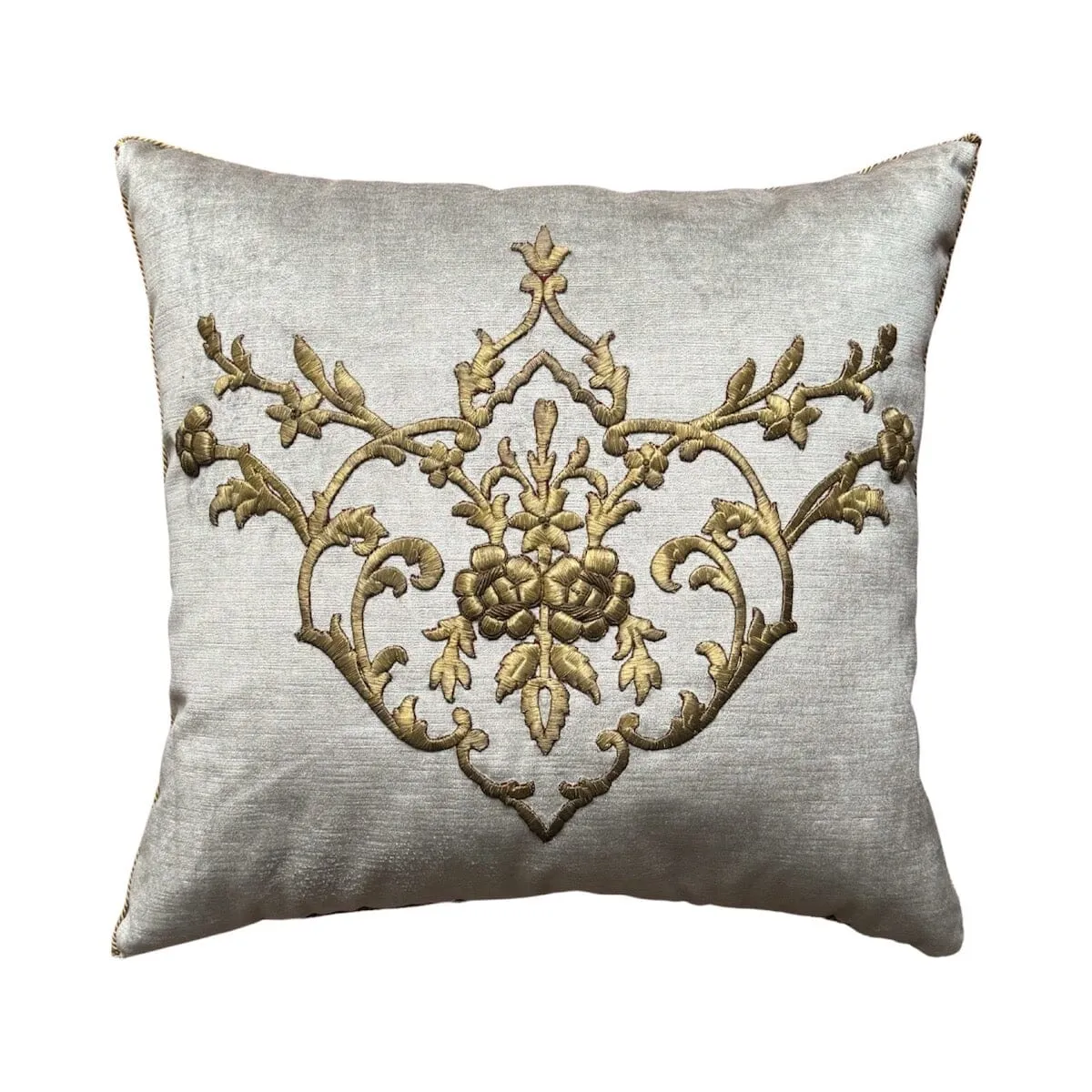 Antique Ottoman Raised Gold Metallic Embroidery (#E092323A&B | 21 x 22")