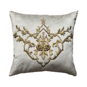Antique Ottoman Raised Gold Metallic Embroidery (#E092323A&B | 21 x 22")