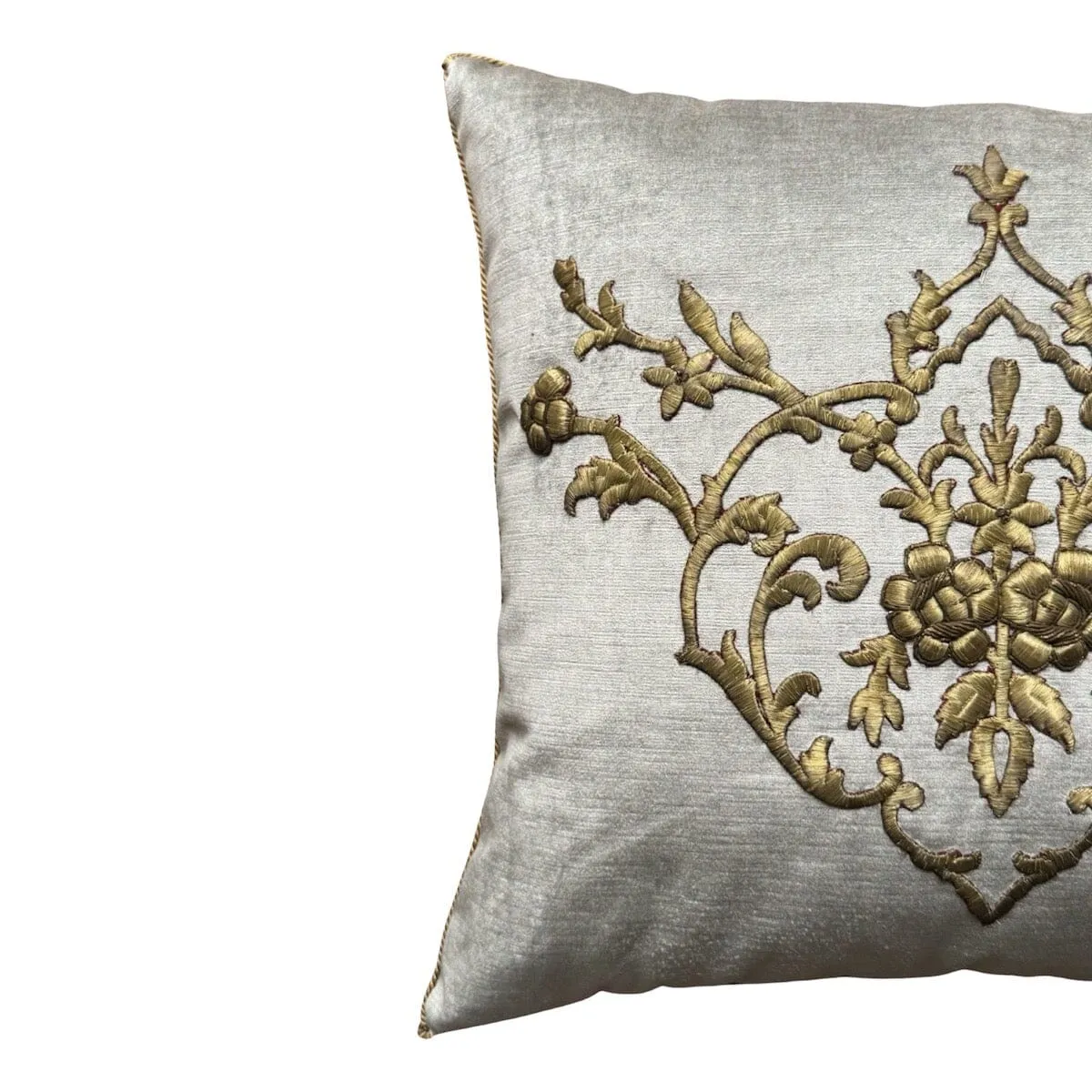Antique Ottoman Raised Gold Metallic Embroidery (#E092323A&B | 21 x 22")