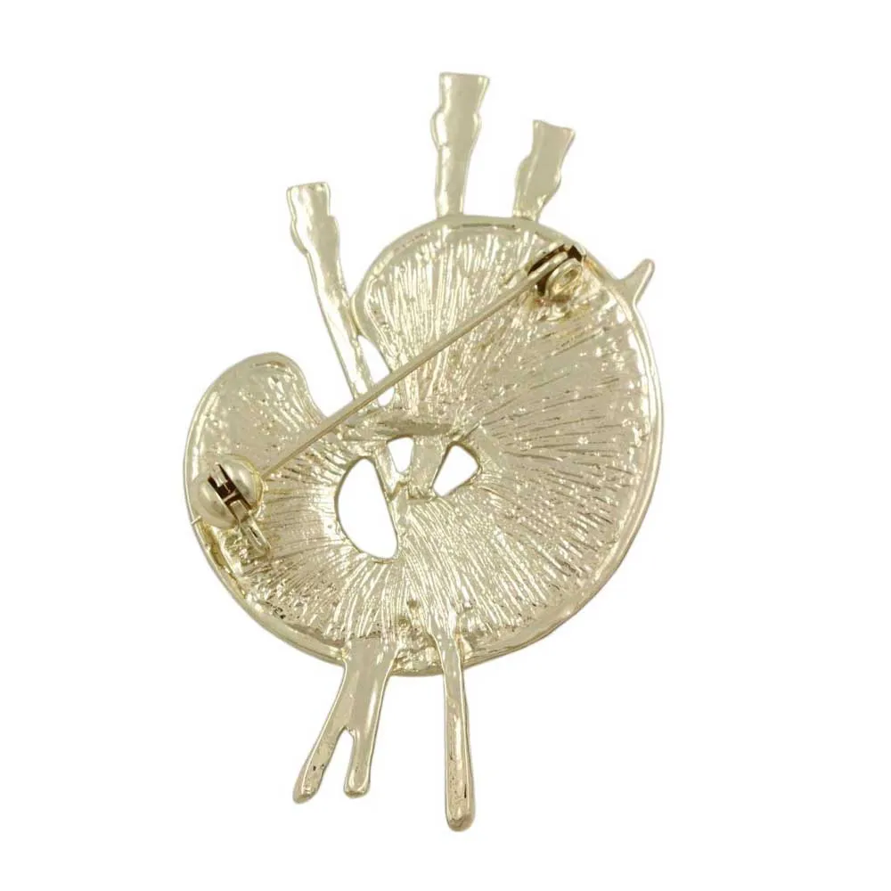 Artist Paint Palette Brooch Pin in Cream Enamel - PRF908