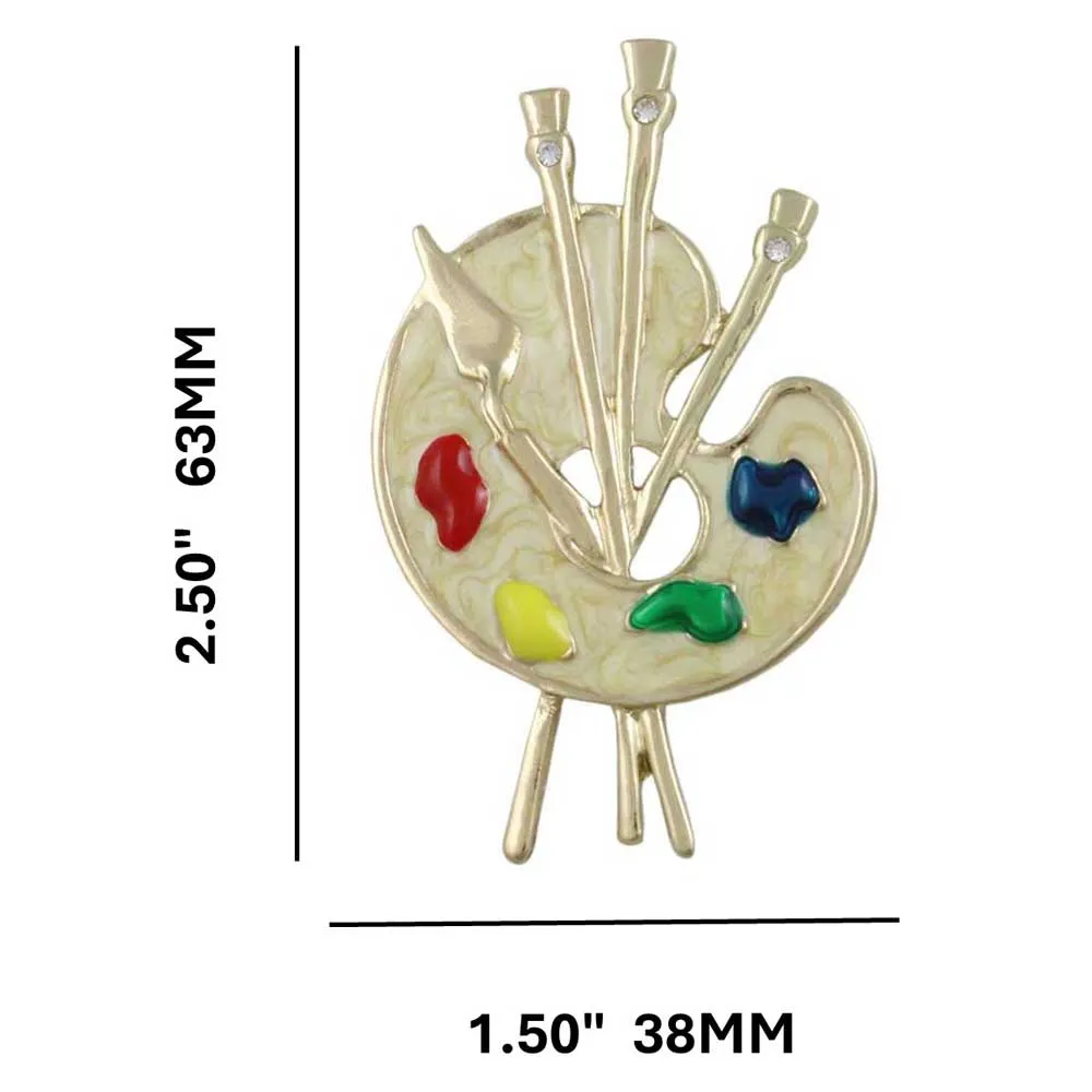 Artist Paint Palette Brooch Pin in Cream Enamel - PRF908