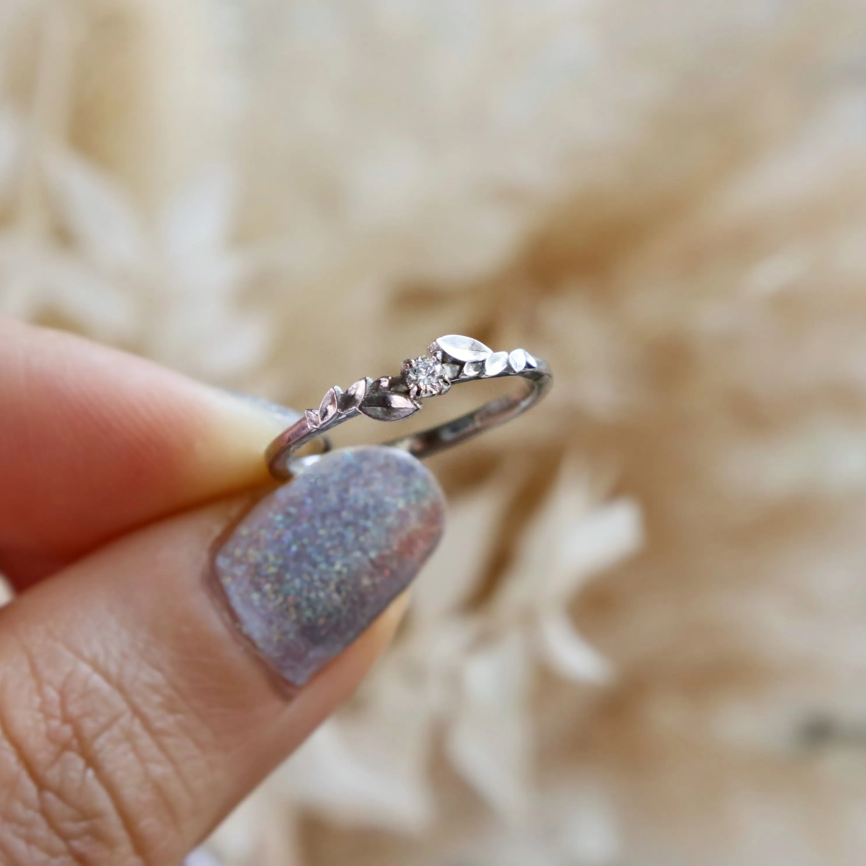 Bay Leaf Stackable Diamond Band