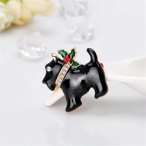 Black & Cubic Zirconia Scottie Dog Brooch