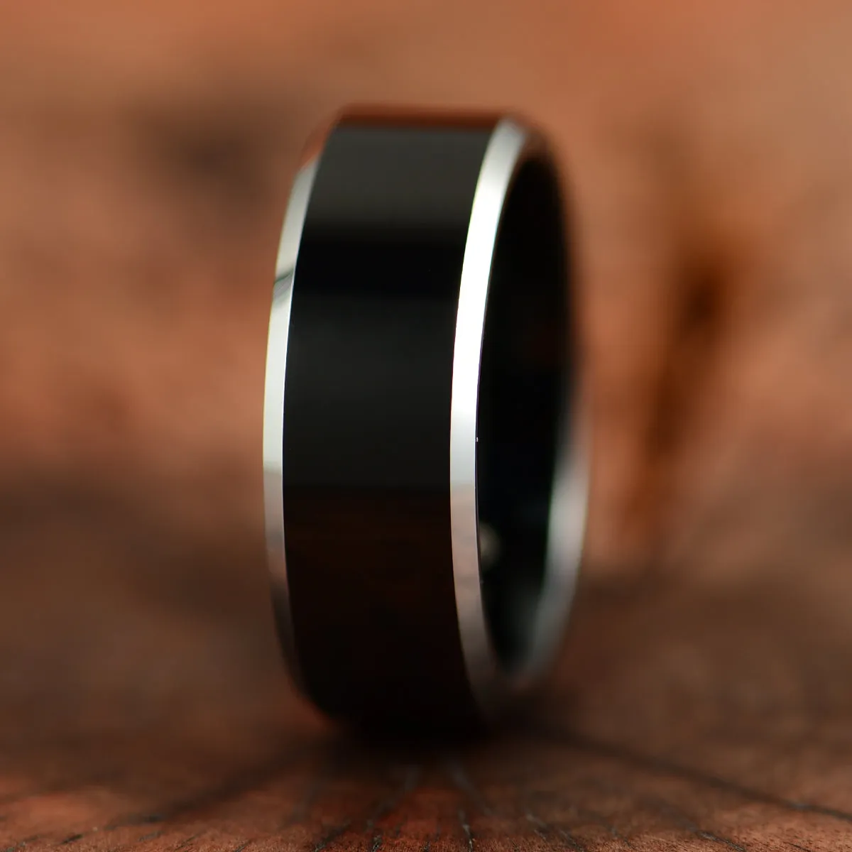 Black & White - Black Tungsten Men's Wedding Band 8MM