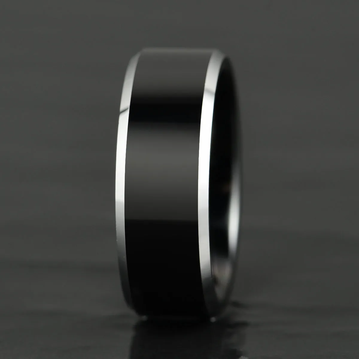 Black & White - Black Tungsten Men's Wedding Band 8MM