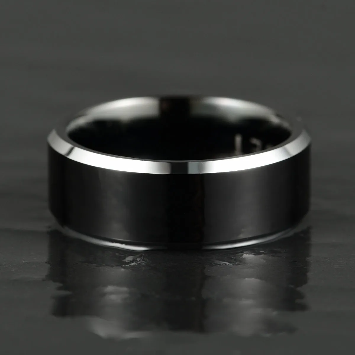 Black & White - Black Tungsten Men's Wedding Band 8MM