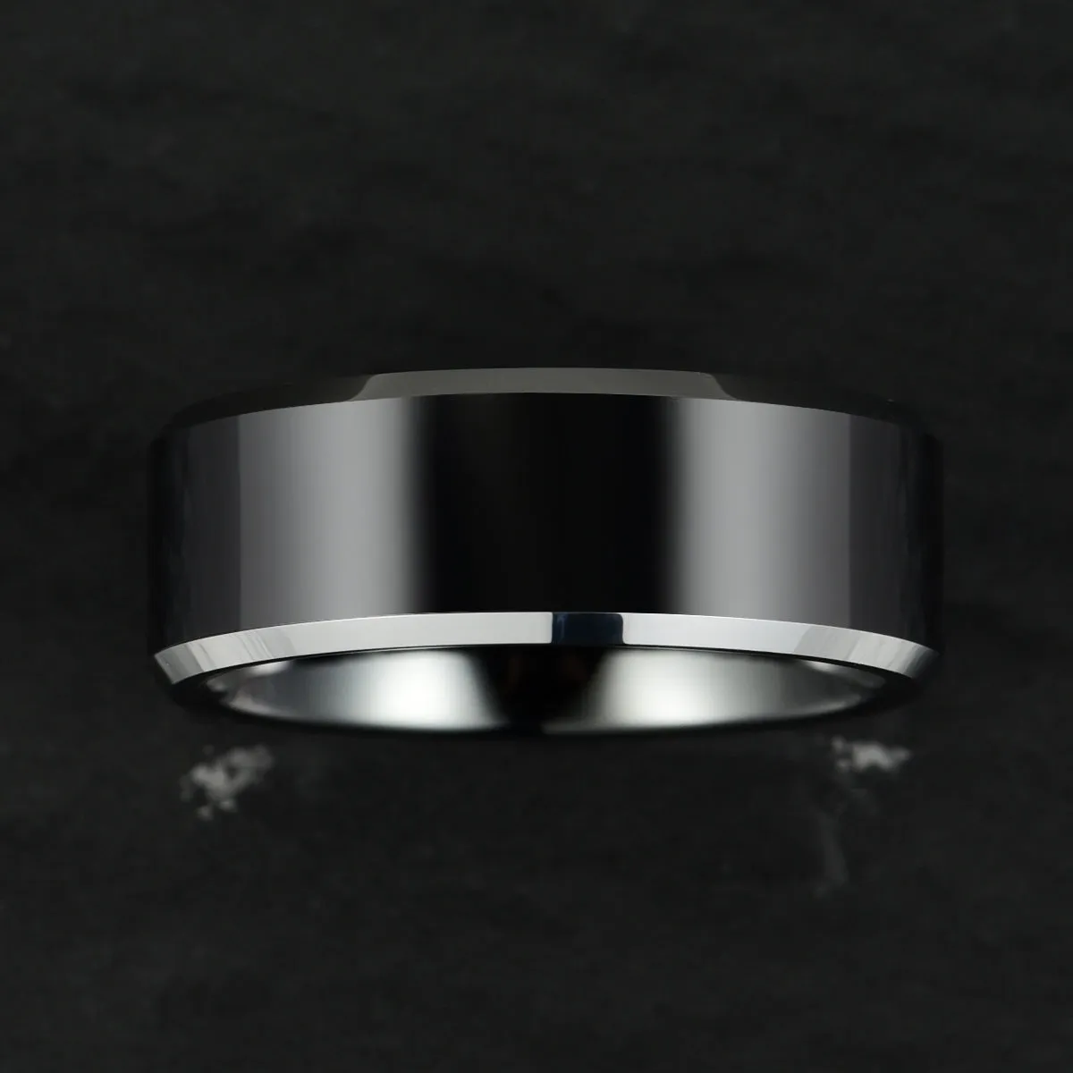 Black & White - Black Tungsten Men's Wedding Band 8MM