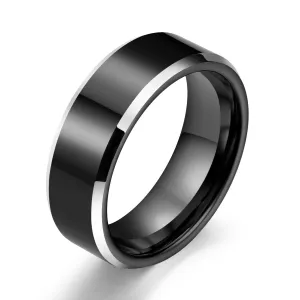 Black & White - Black Tungsten Men's Wedding Band 8MM
