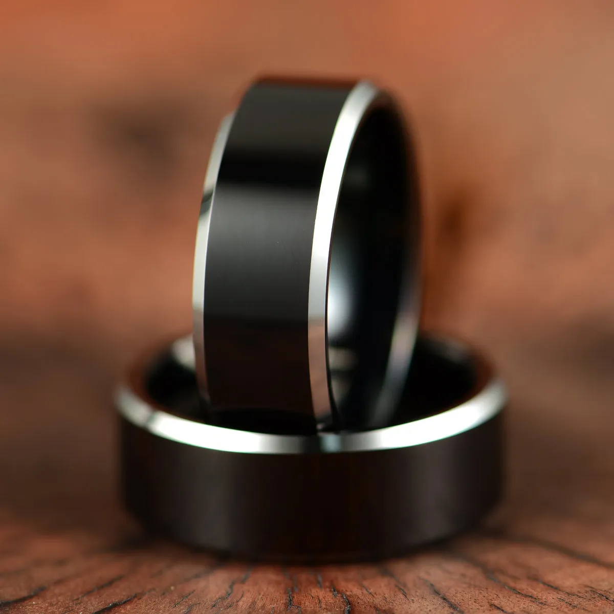 Black & White - Black Tungsten Men's Wedding Band 8MM