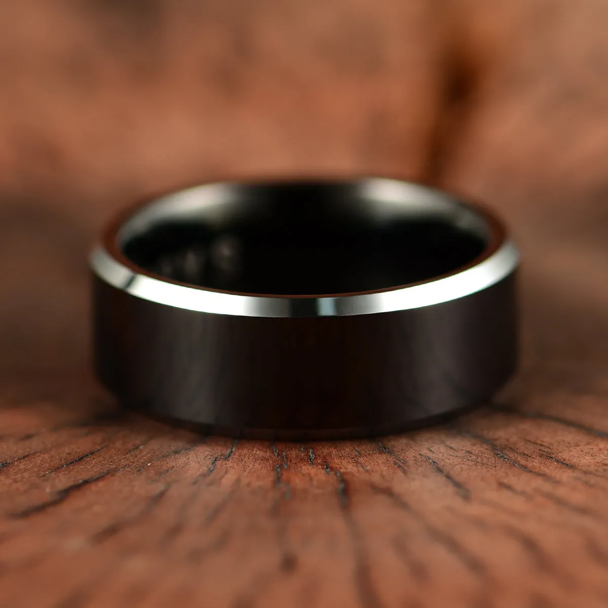 Black & White - Black Tungsten Men's Wedding Band 8MM