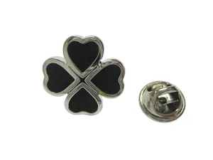 Black Four Leaf Clover Lapel Pin