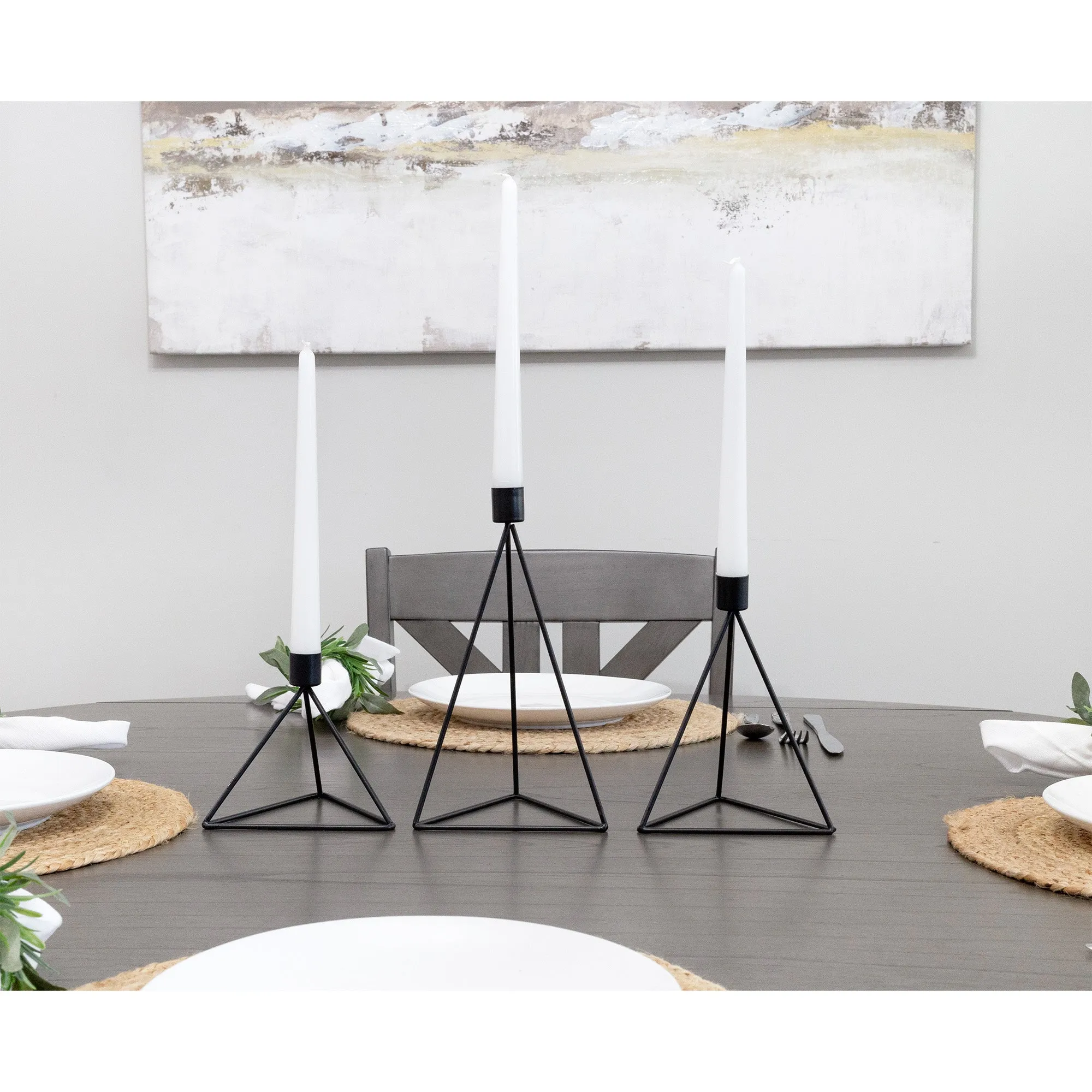 Black Geometric Candlestick Holders (Case of 24)