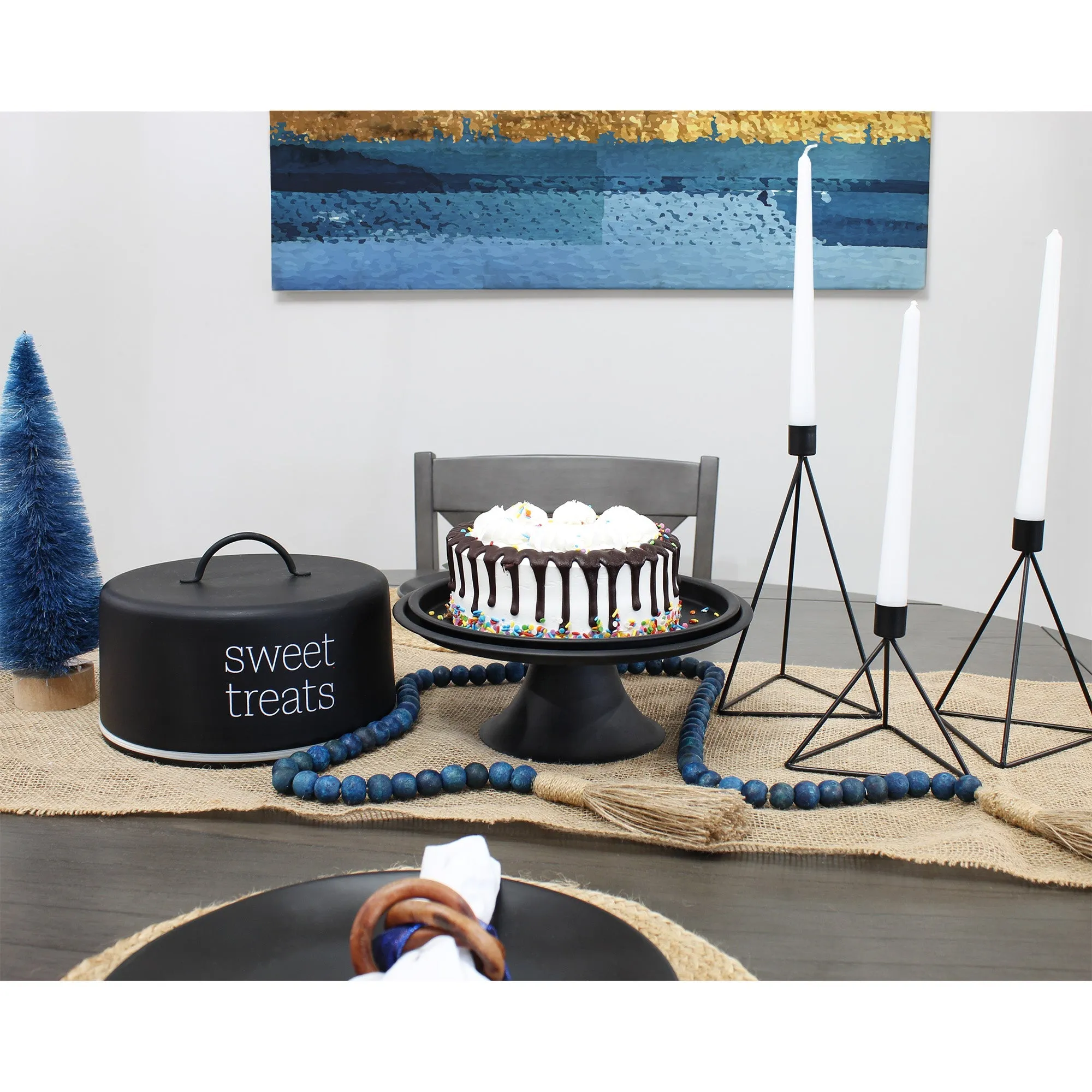 Black Geometric Candlestick Holders (Case of 24)