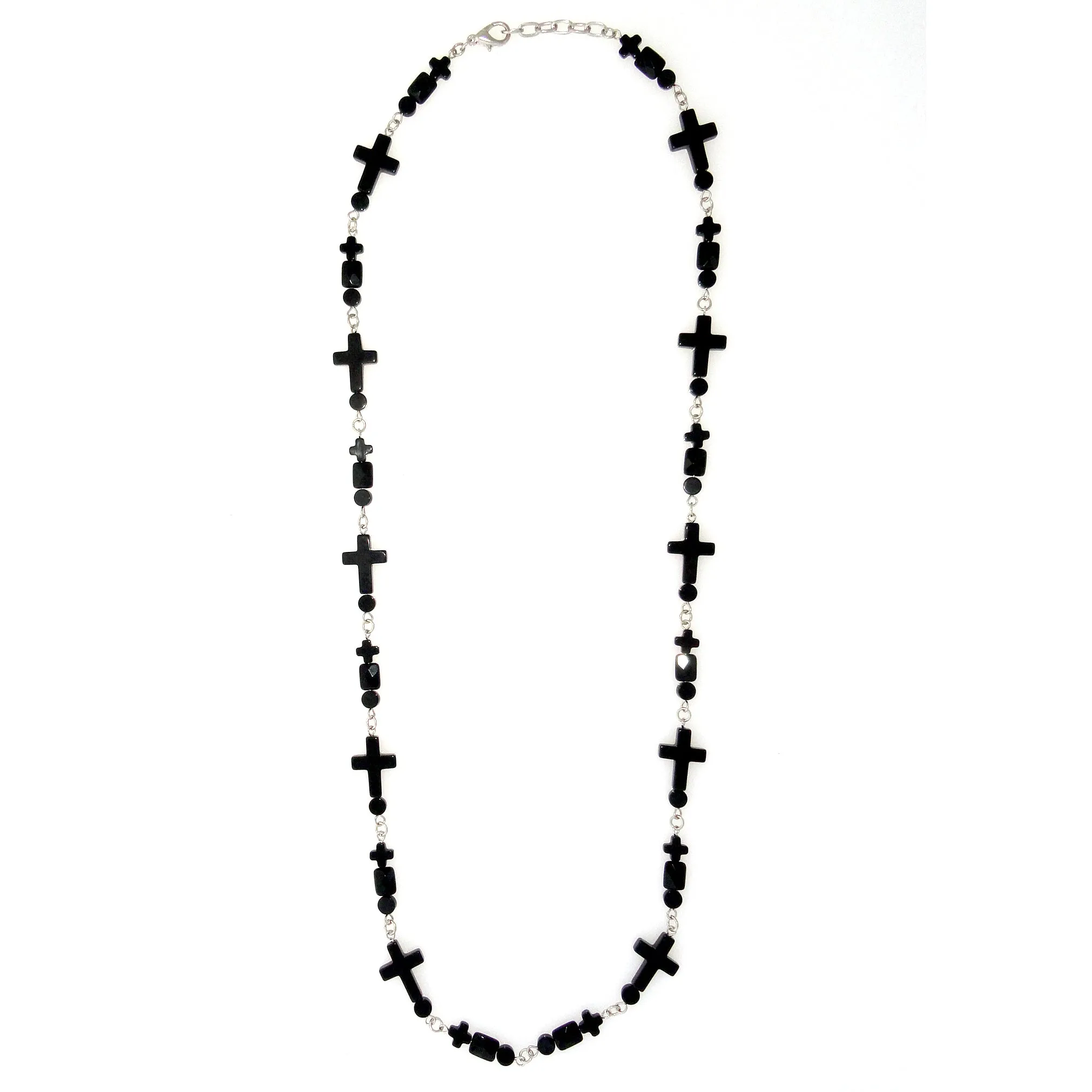 Black onyx cross necklace