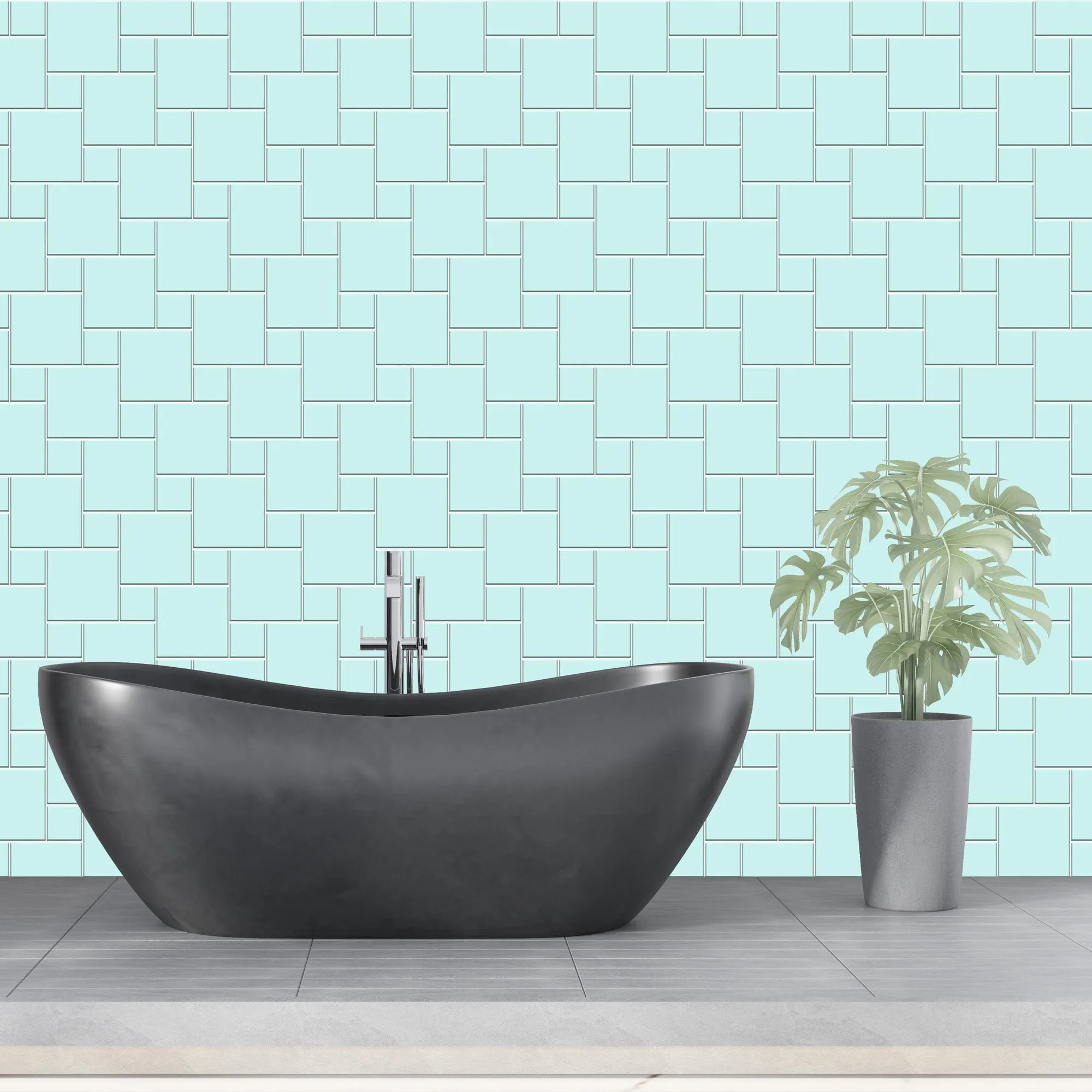 Blue Pin Wheel Tile Acrylic Shower Wall Panel 2440mm x 1220mm (3mm Thick)