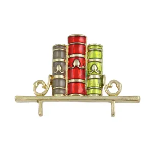 Books on a Shelf Brooch Pin in Colorful Enamel - PF231