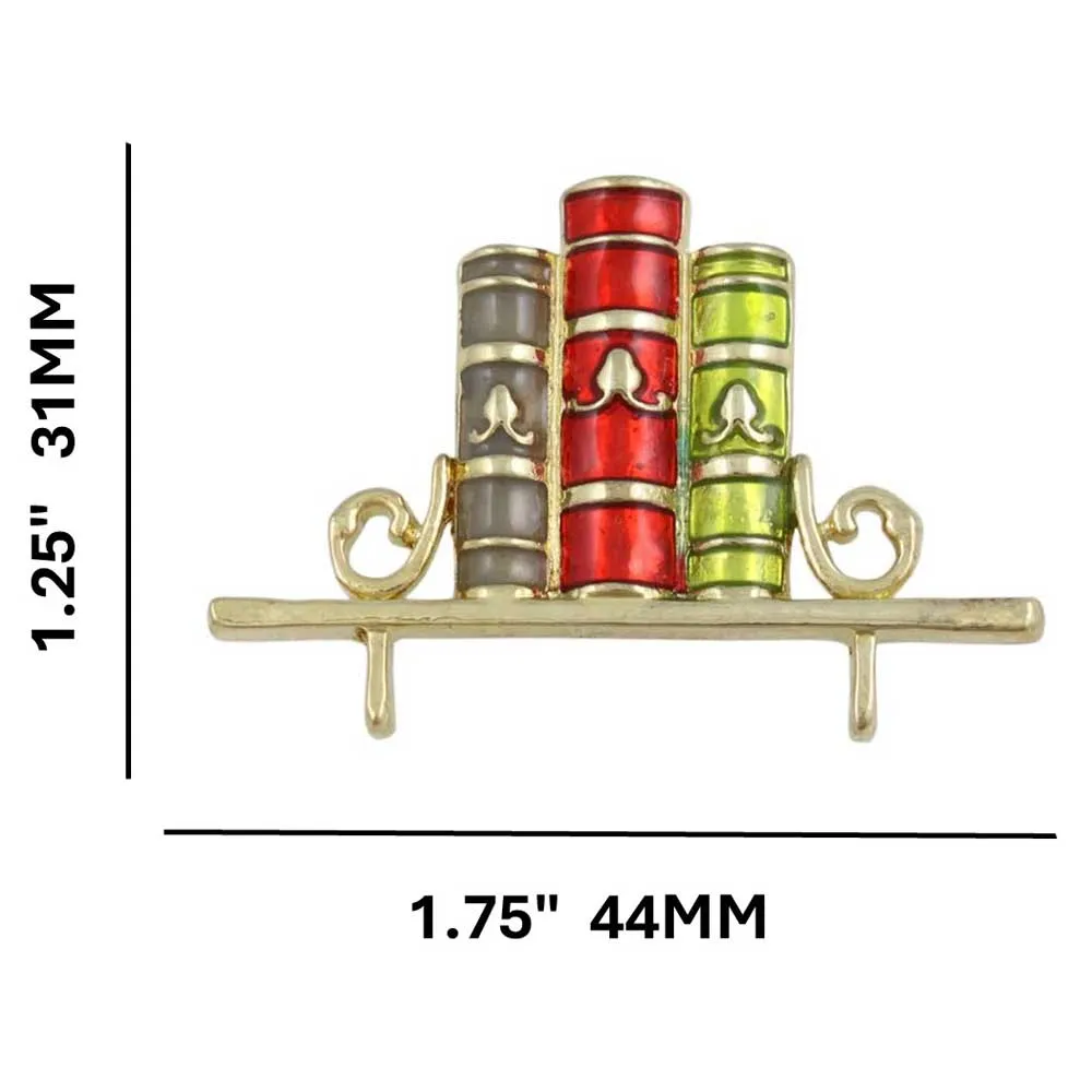 Books on a Shelf Brooch Pin in Colorful Enamel - PF231