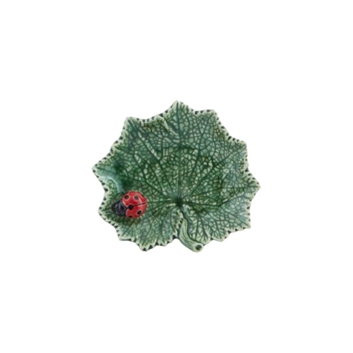 BORDALLO - PINHEIRO - RAGWORT - LEAF - WITH - LADYBUG - COUNTRYSIDE - LEAVES, SET OF 4