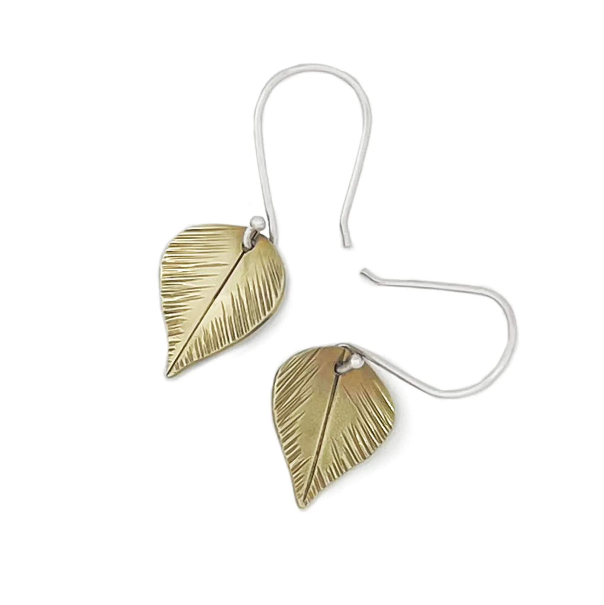 Brass Birch Leaf Earrings