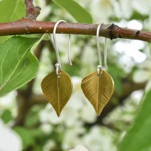 Brass Birch Leaf Earrings