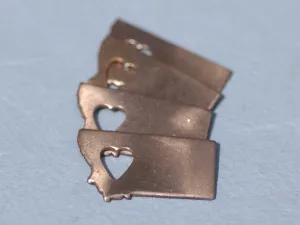 Bronze or Copper or Brass  Montana State Small with Heart  Blanks Cutout for Metalworking Stamping Texturing Blank
