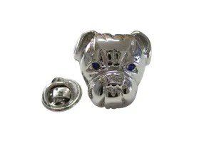Bull Dog Head with Blue Eyes Lapel Pin