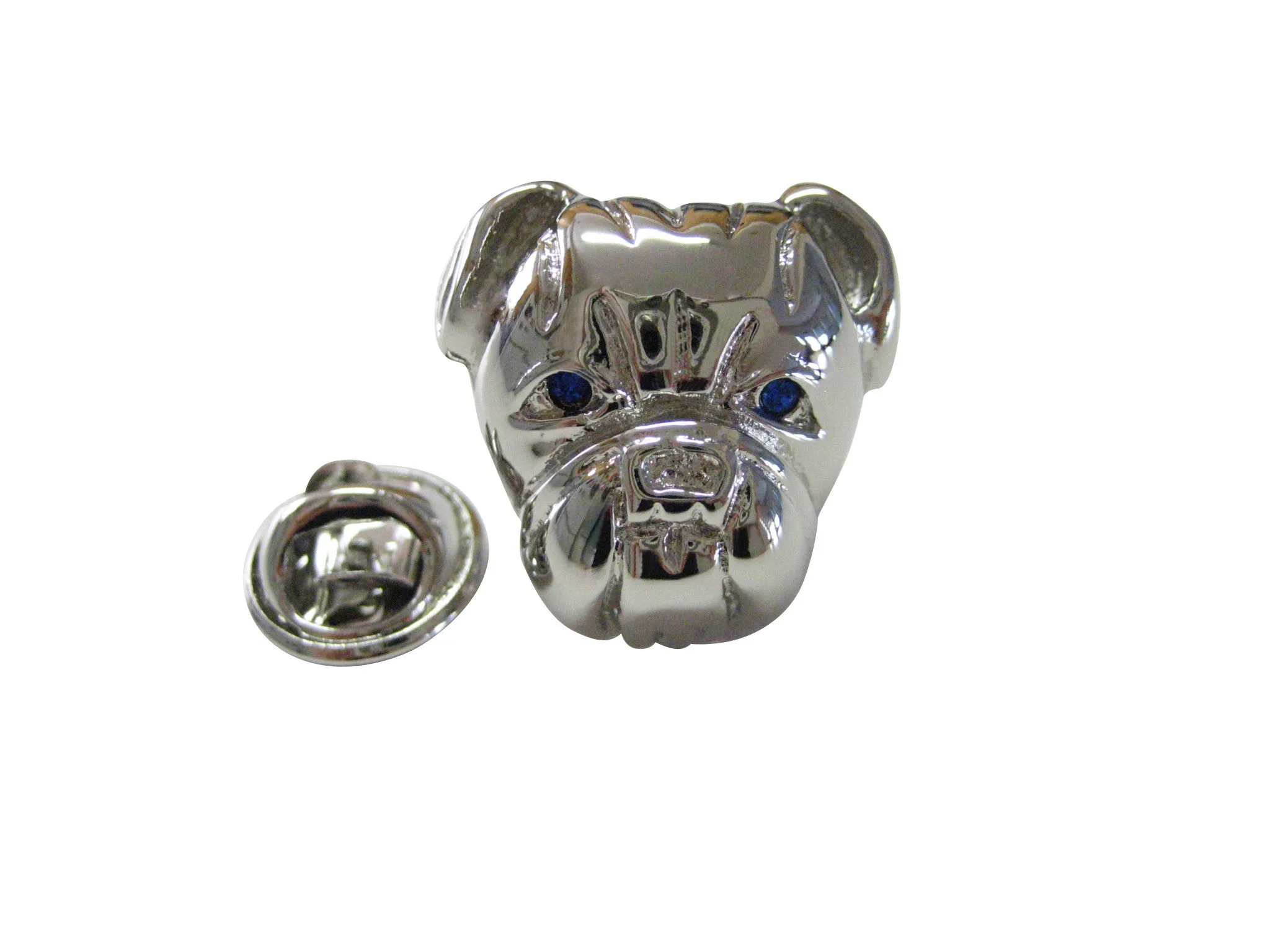 Bull Dog Head with Blue Eyes Lapel Pin