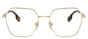 Burberry BE 1381 1109 Irregular Metal Gold Eyeglasses with Logo Stamped Demo Lenses