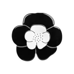 Camelia Medium Black White Brooch