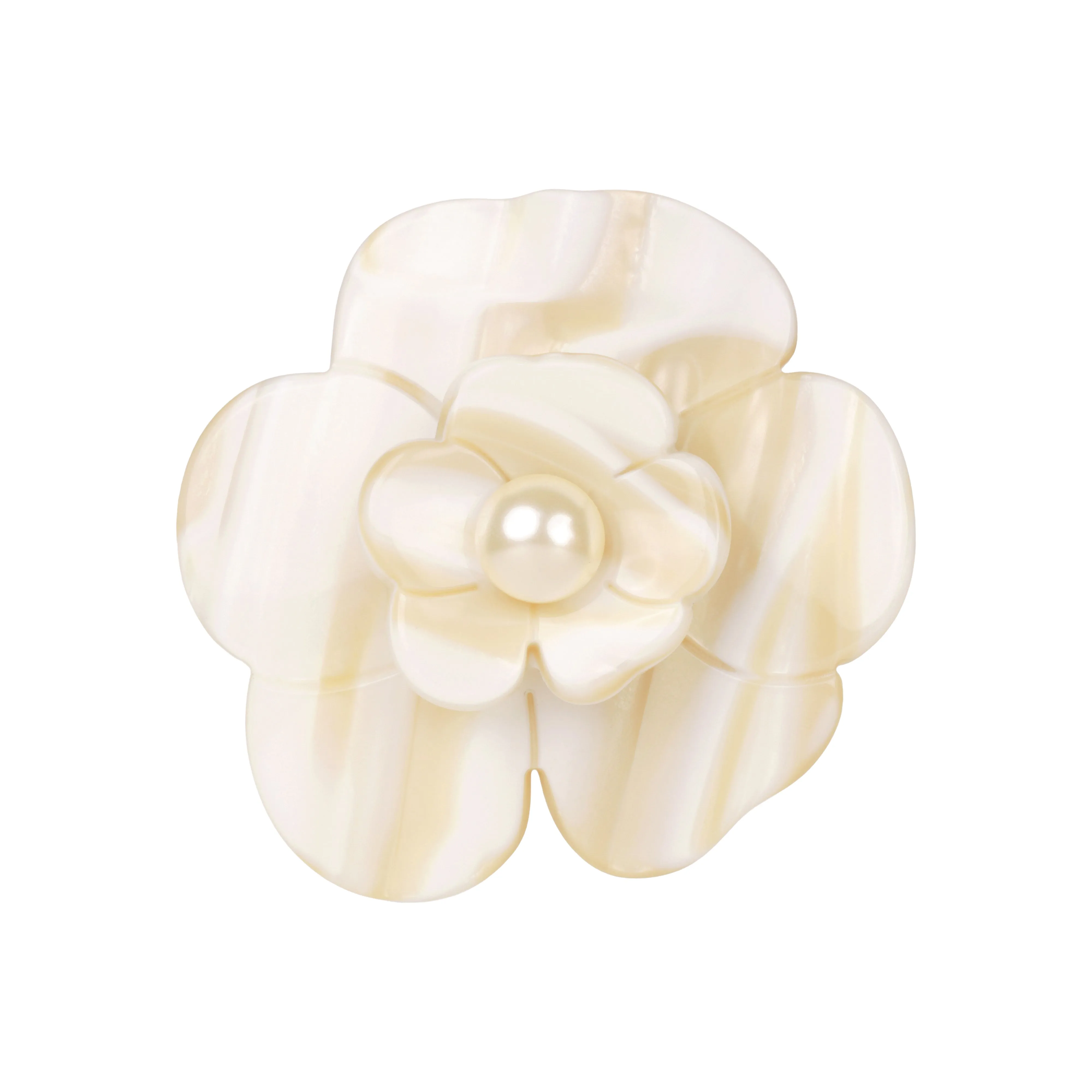 Camellia Medium Pearl White Alba Brooch
