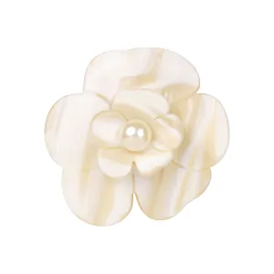 Camellia Medium Pearl White Alba Brooch