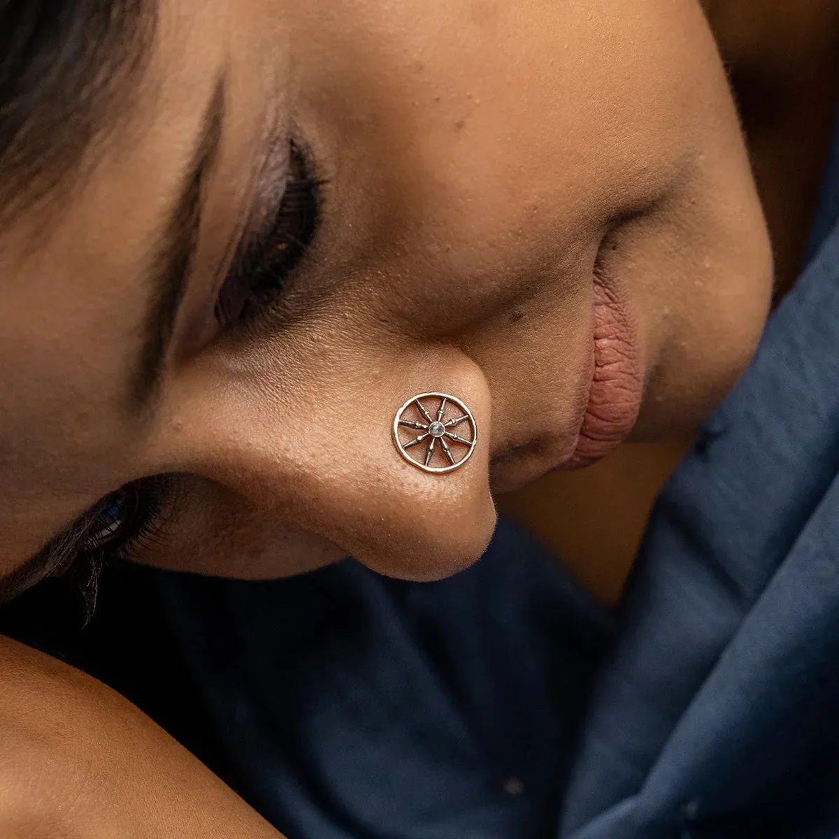Chakra Silver Nose Pin - Pierced by MOHA