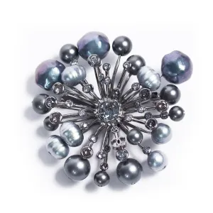 Chanel Gunmetal Crystal Brooch