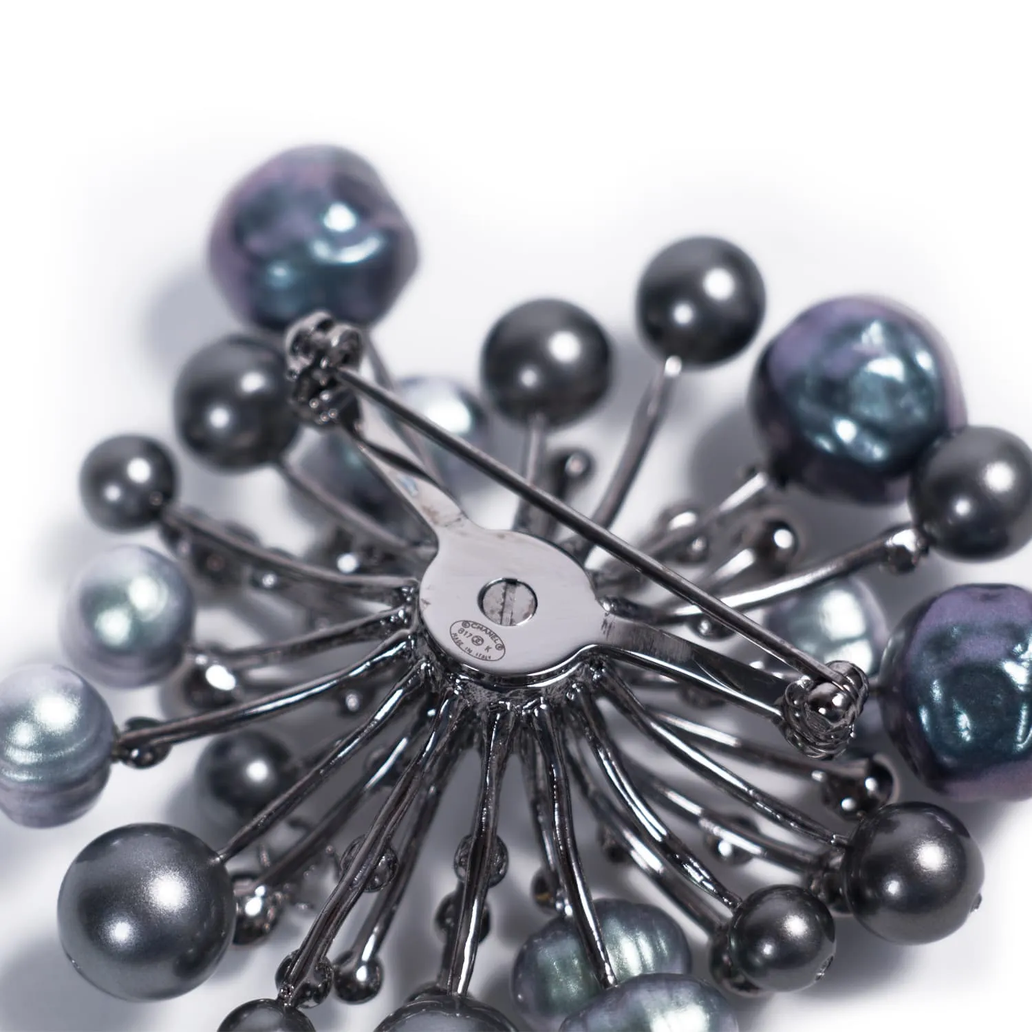 Chanel Gunmetal Crystal Brooch