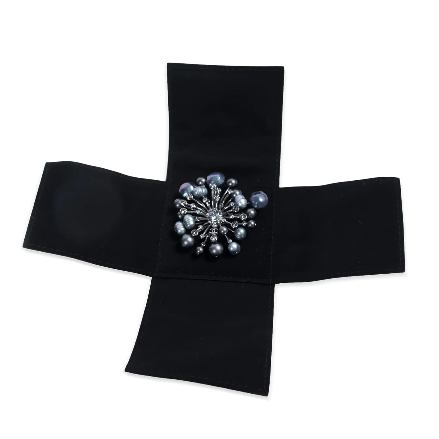 Chanel Gunmetal Crystal Brooch