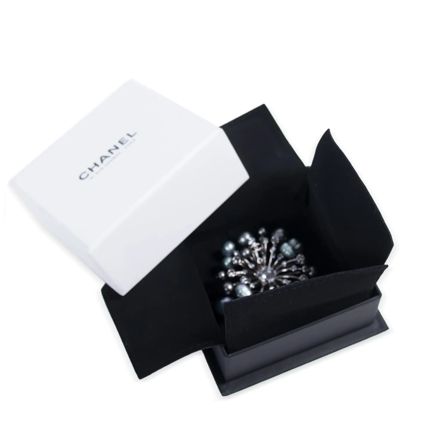 Chanel Gunmetal Crystal Brooch