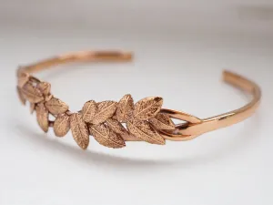 Cluster Leaf Textured Bangle Cuff