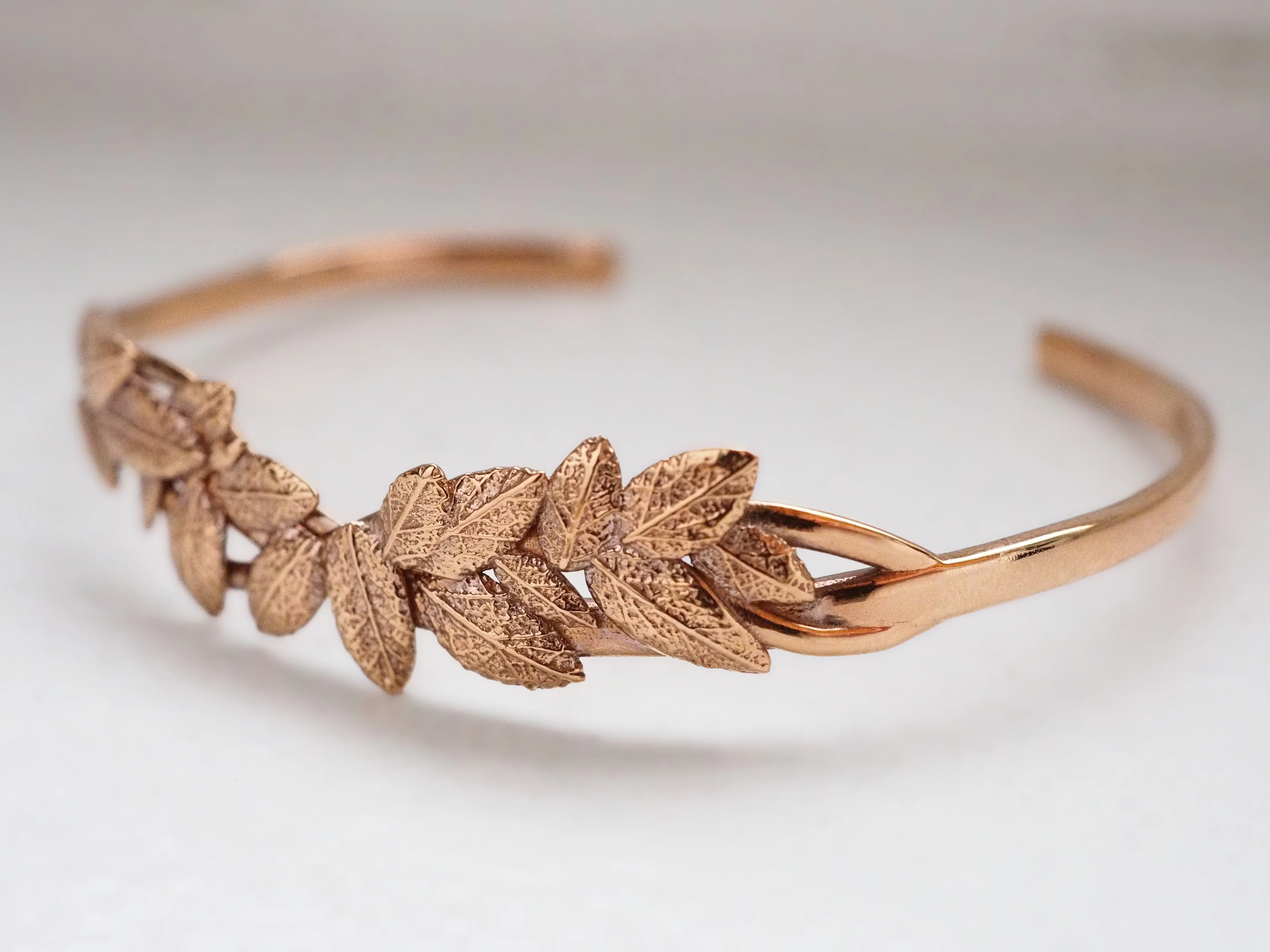 Cluster Leaf Textured Bangle Cuff