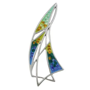 Colorful Enamel and Crystal Sailboat Brooch Pin - PRF911
