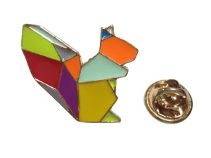Colorful Origami Squirrel Lapel Pin