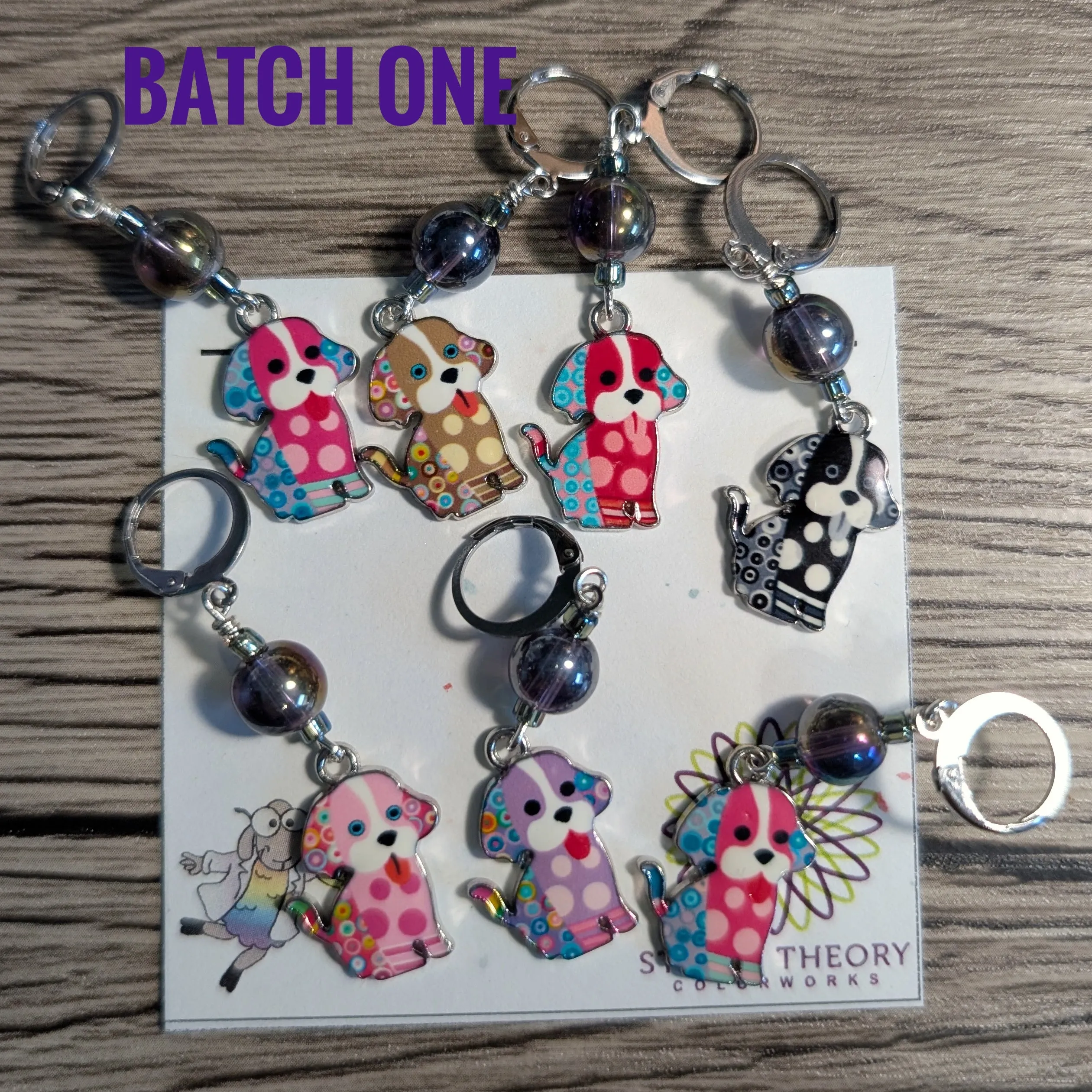 Colorful Pups Stitch Markers & Earrings
