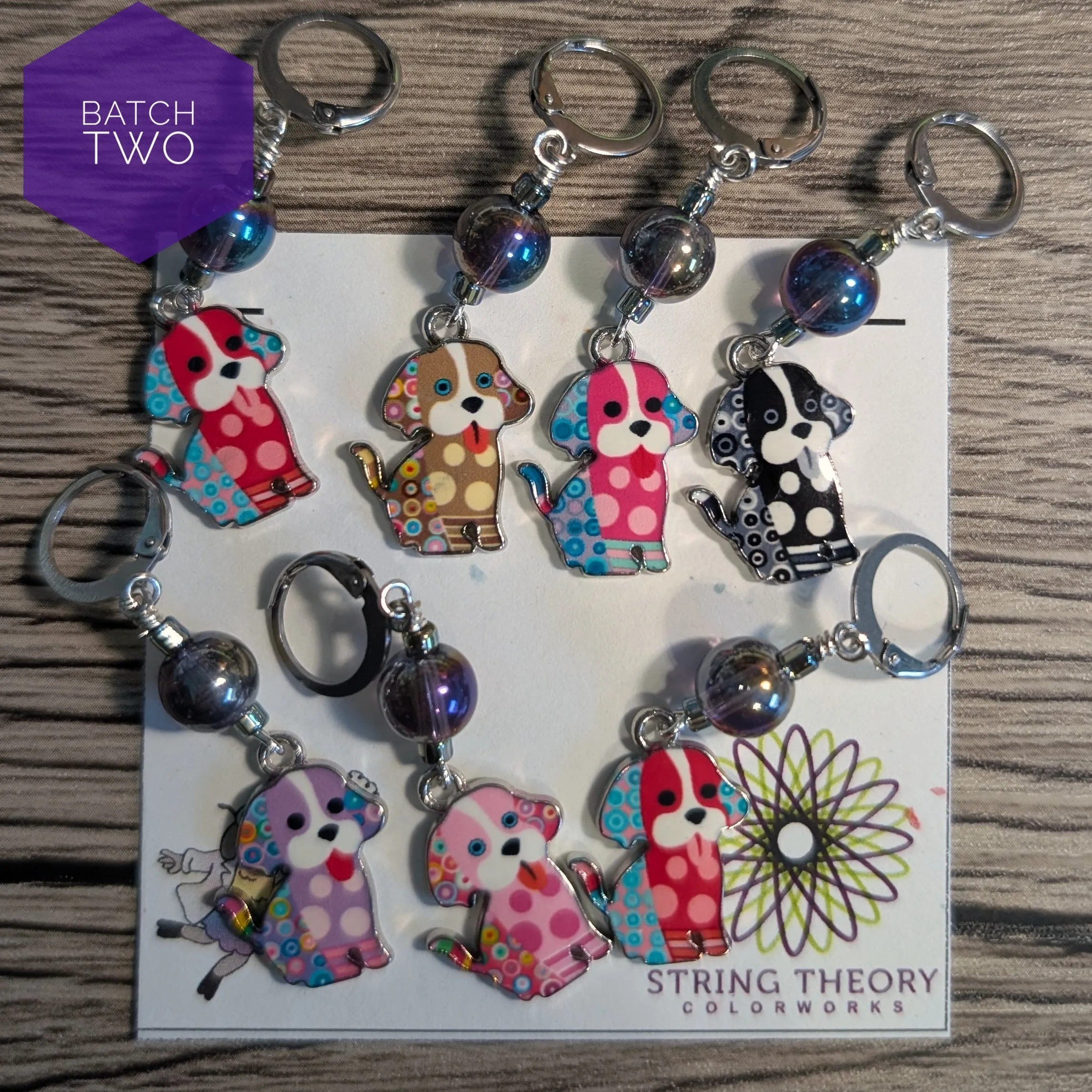 Colorful Pups Stitch Markers & Earrings