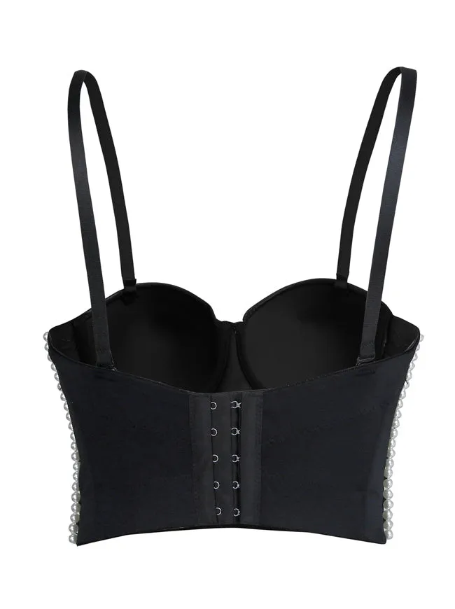 Colorful Rhinestone Beaded Push Up Bustier Crop Top Bra